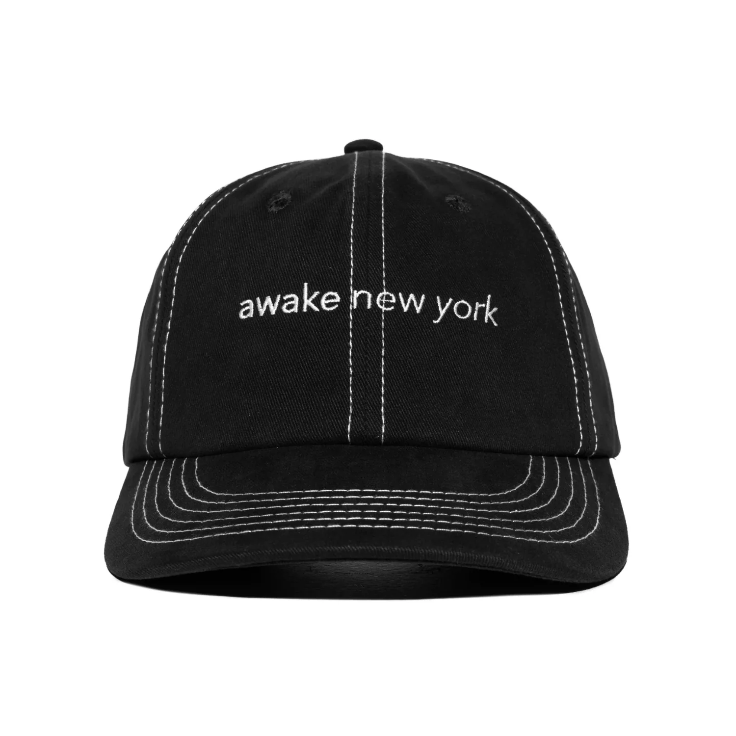 AWAKE NY CONTRAST STITCH 6 PANEL HAT - BLACK