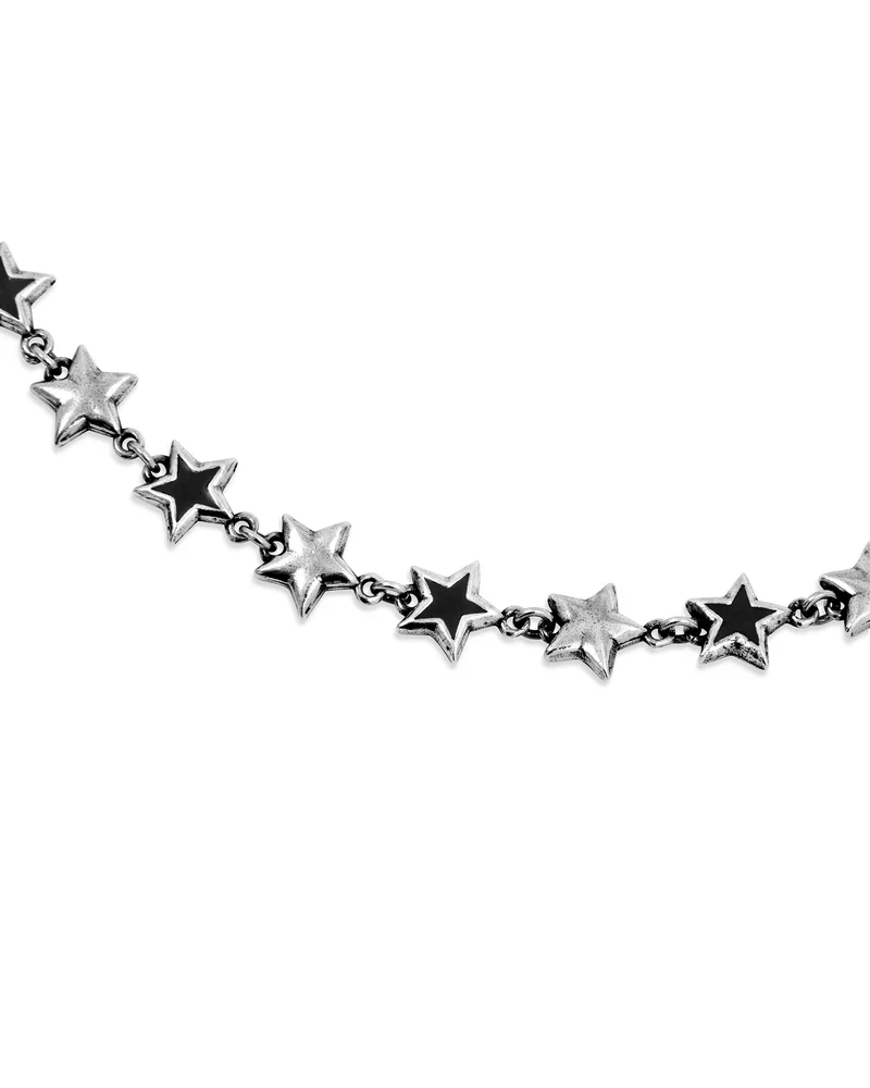 BLACK ENAMELED STARS NECKLACE - SILVER - Image 4