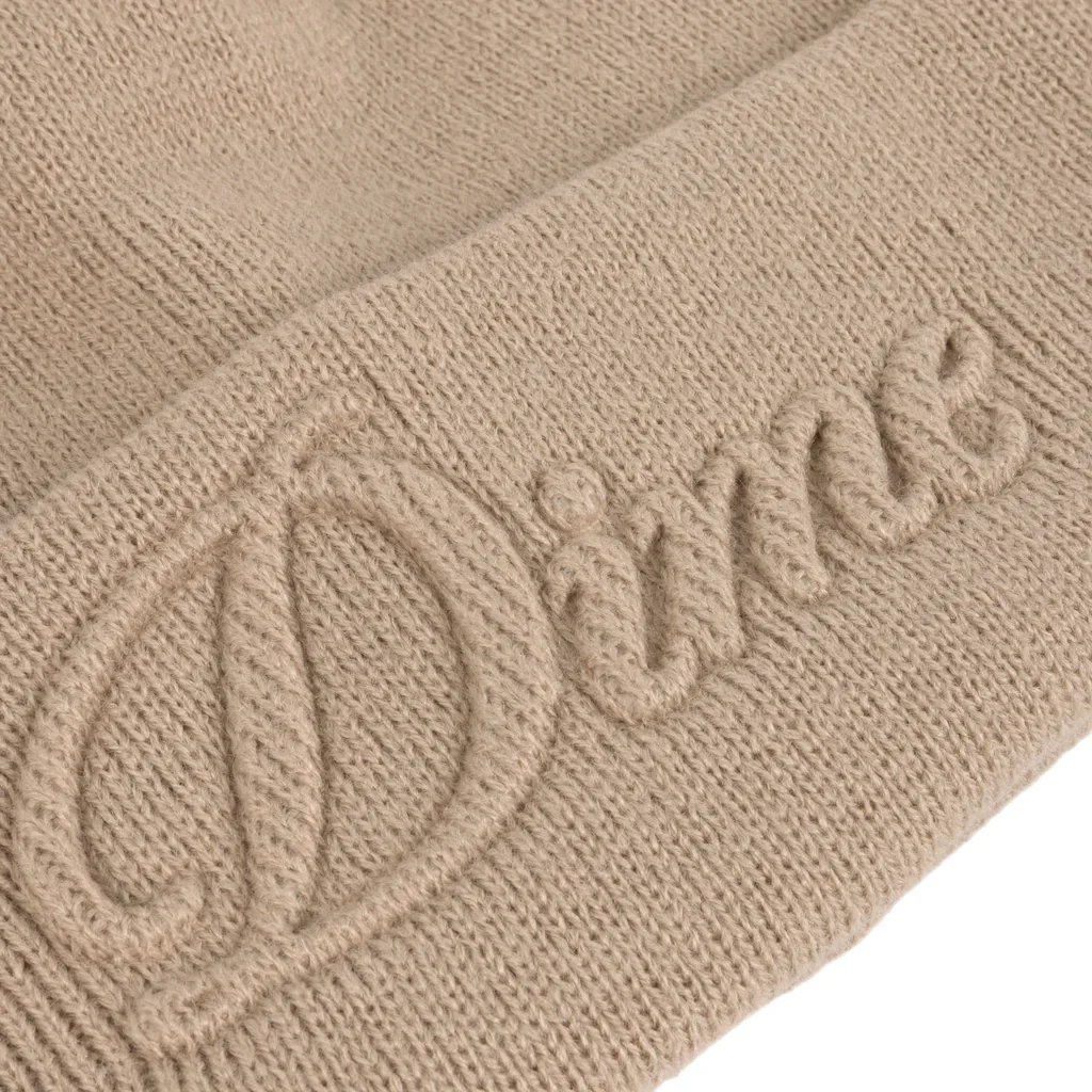 CURSIVE FOLD BEANIE - TAN - Image 3