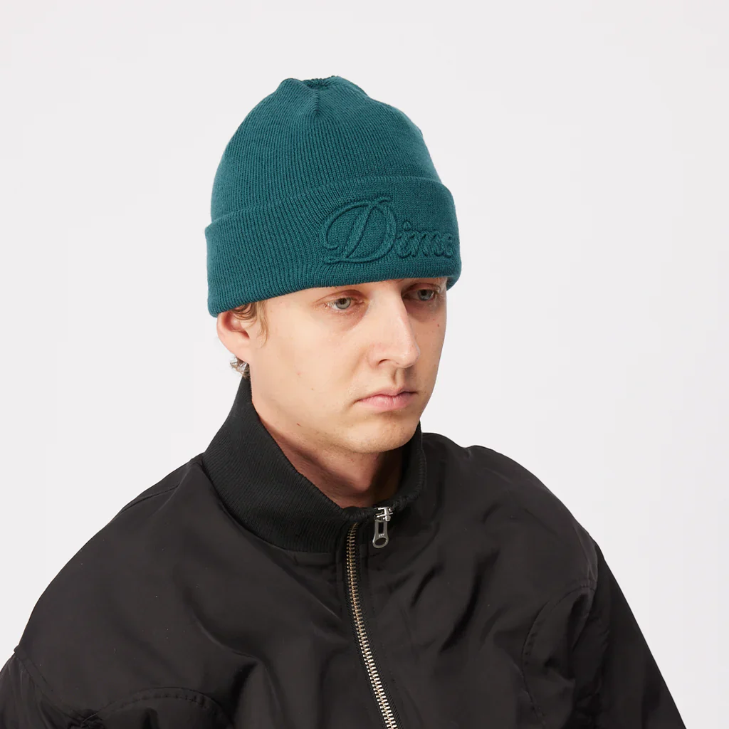 CURSIVE FOLD BEANIE - TEAL - Image 2