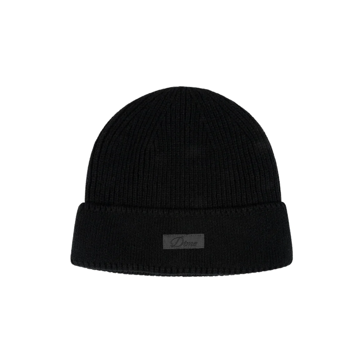 CURSIVE RIB BEANIE - BLACK