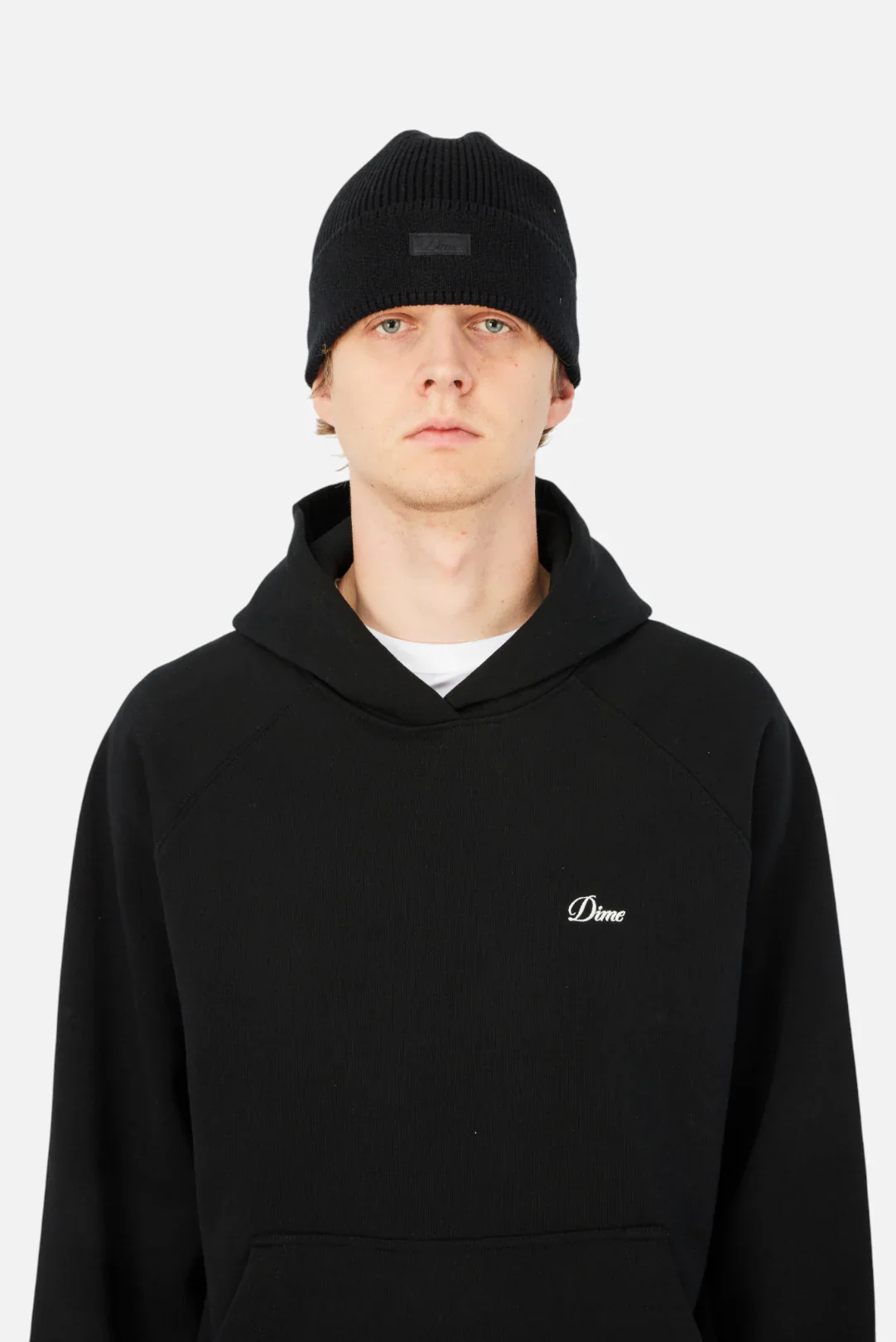 CURSIVE RIB BEANIE - BLACK - Image 2