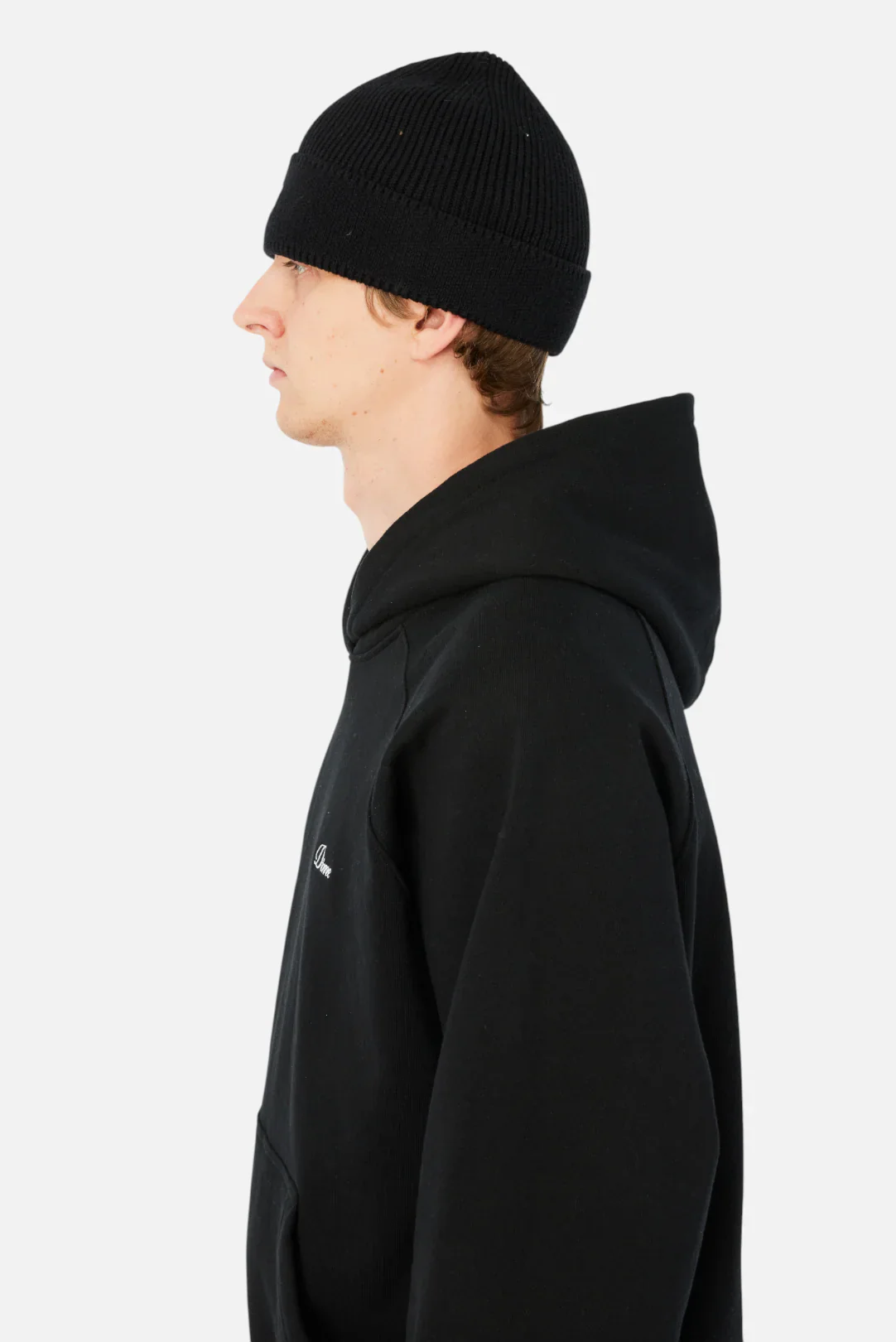 CURSIVE RIB BEANIE - BLACK - Image 4