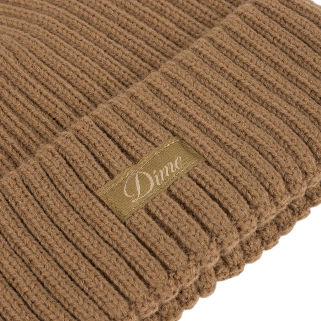 CURSIVE RIB BEANIE - COFFEE - Image 3