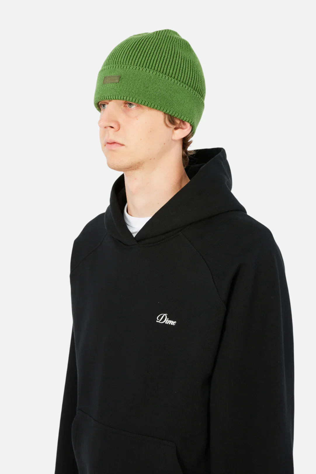 CURSIVE RIB BEANIE - KHAKI GREEN - Image 3