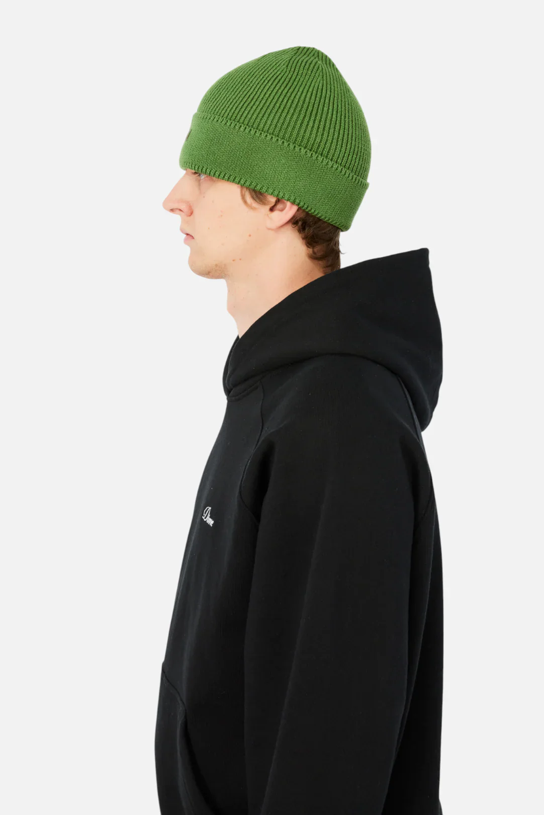 CURSIVE RIB BEANIE - KHAKI GREEN - Image 4