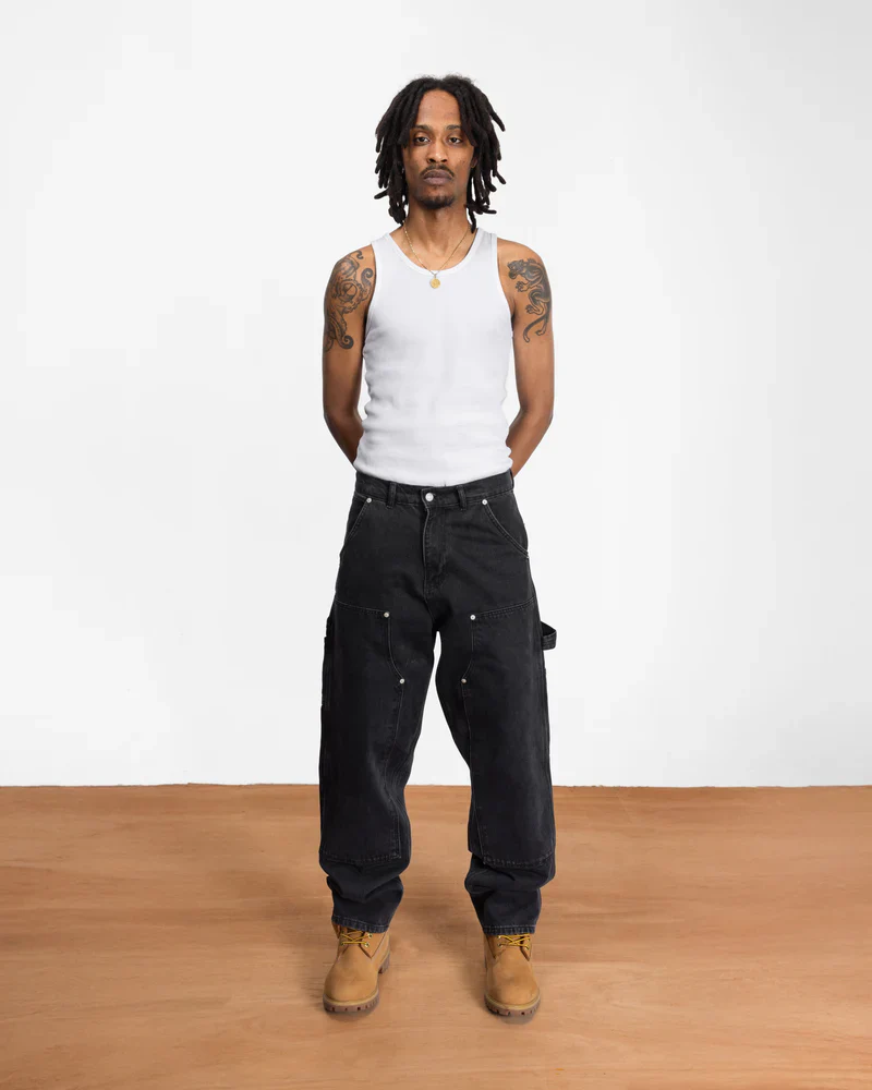 DOUBLE KNEE CARTOON DENIM PANTS - Image 2
