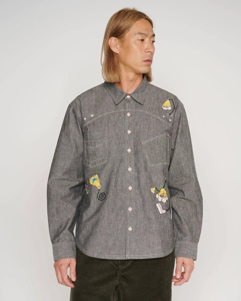 GARDEN PARTY CHAMBRAY BUTTON UP SHIRT - Image 2