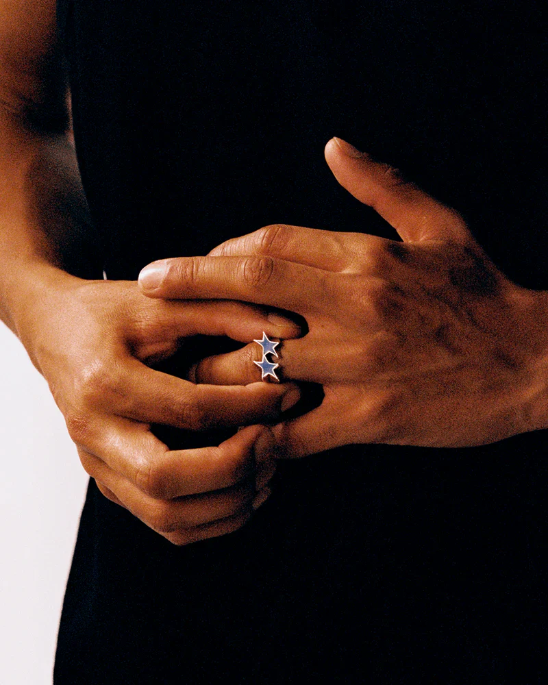 ICON BLUE ENAMELED SINGLE RING - Image 2