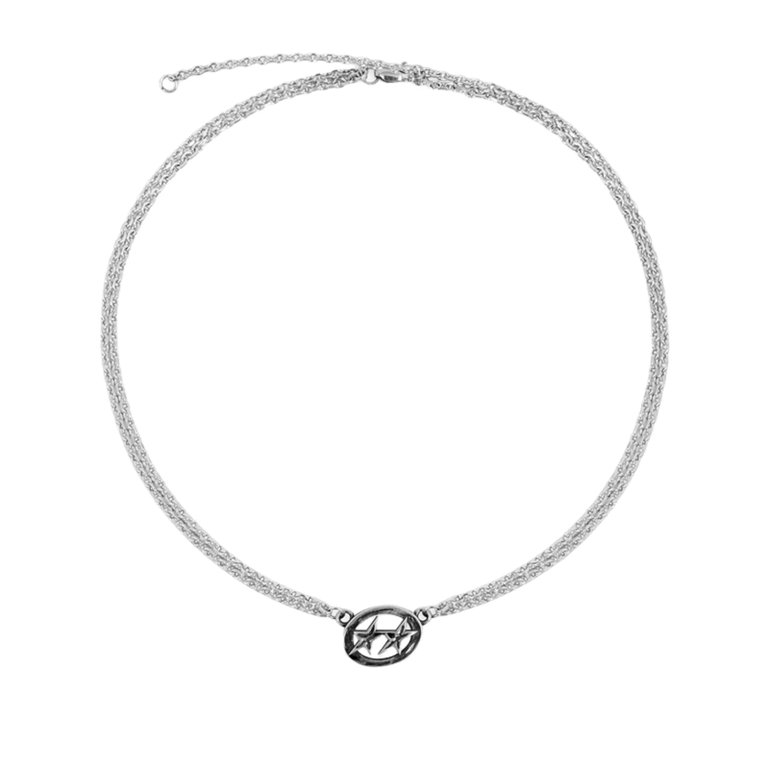 ICON DOUBLE CHAIN NECKLACE - SILVER
