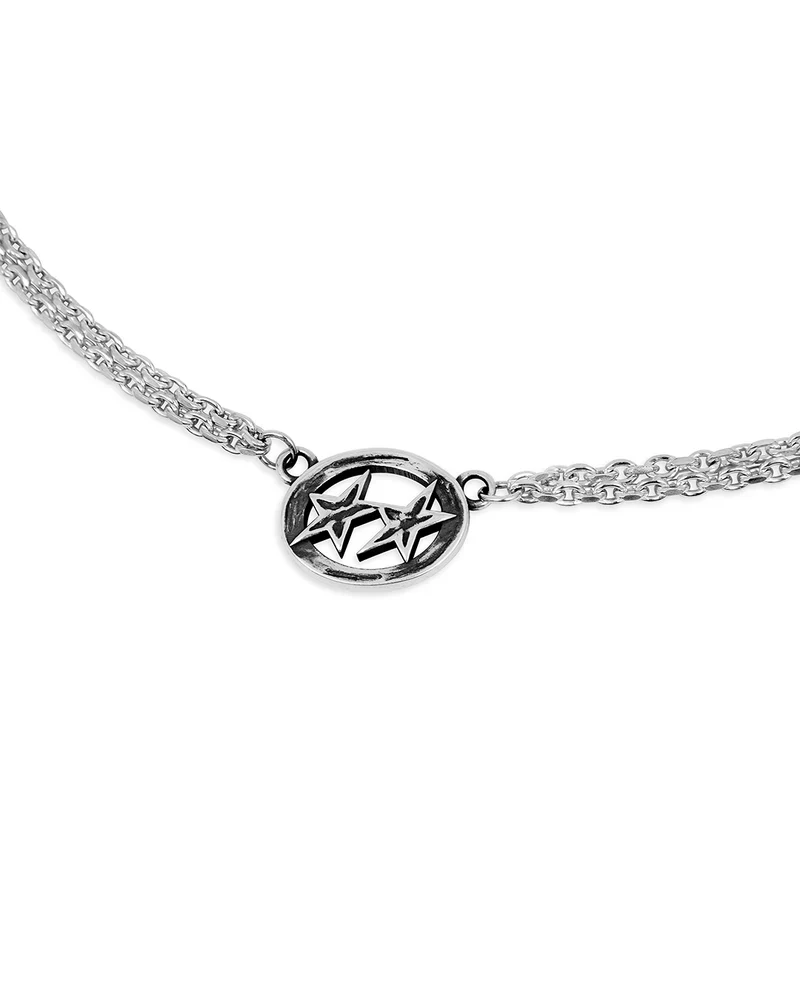 ICON DOUBLE CHAIN NECKLACE - SILVER - Image 3