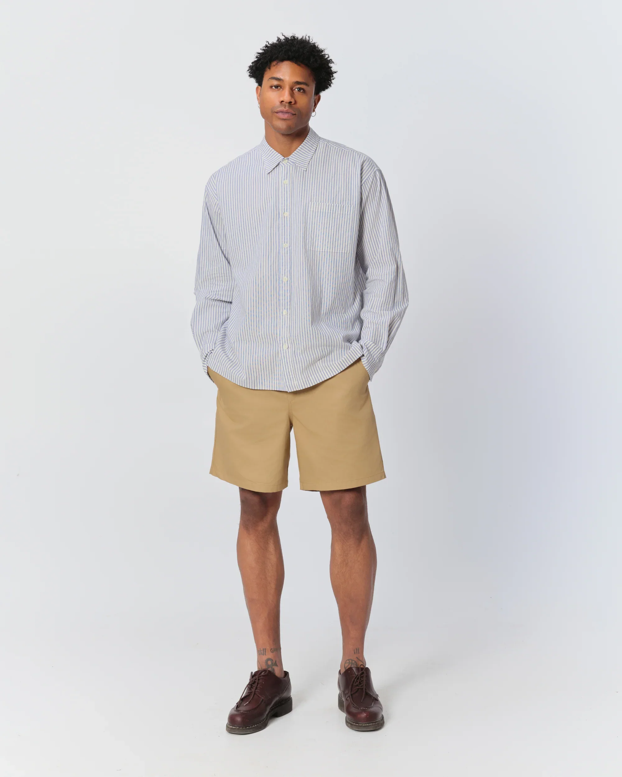 KHAKI HERRINGBONE LEISURE SHORT - Image 2