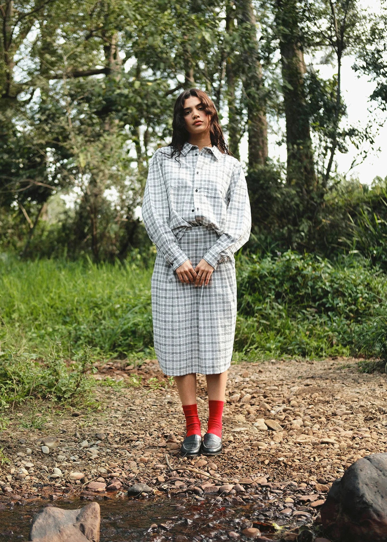 LEO CHECK MIDI SKIRT - Image 3