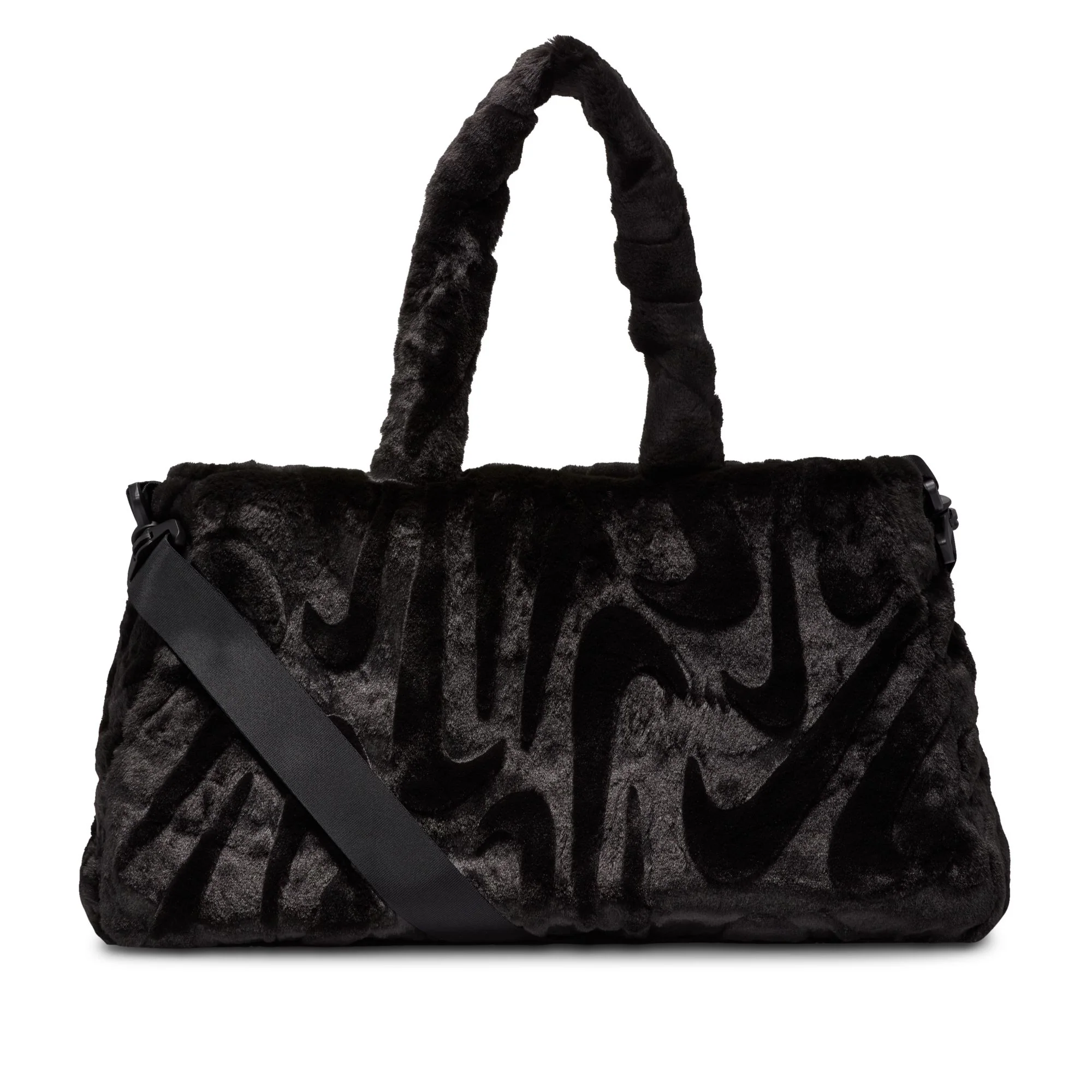NSW FAUX FUR TOTE (10L) - BLACK/METALLIC SILVER