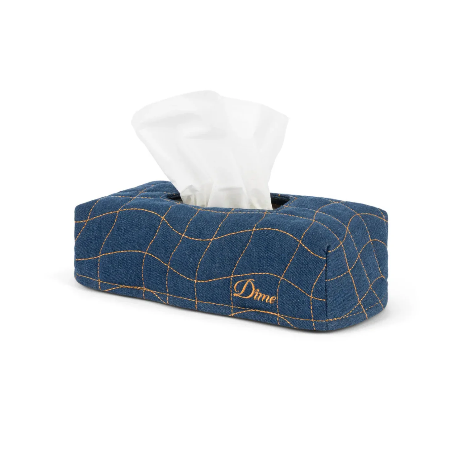 QUILTED TISSUE BOX COVER - INDIGO