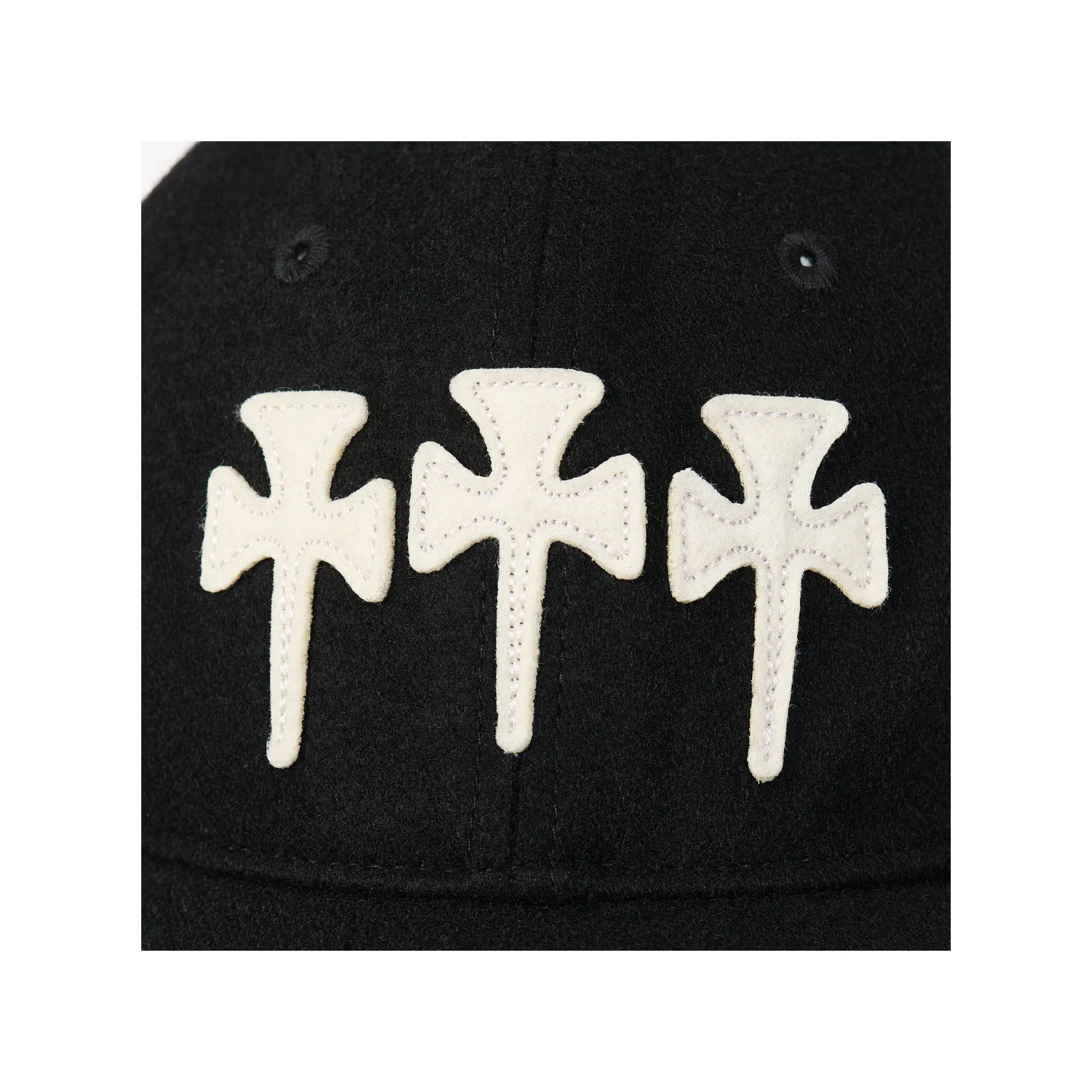 THREE CROSS WOOL BALL CAP - BLACK - Image 3