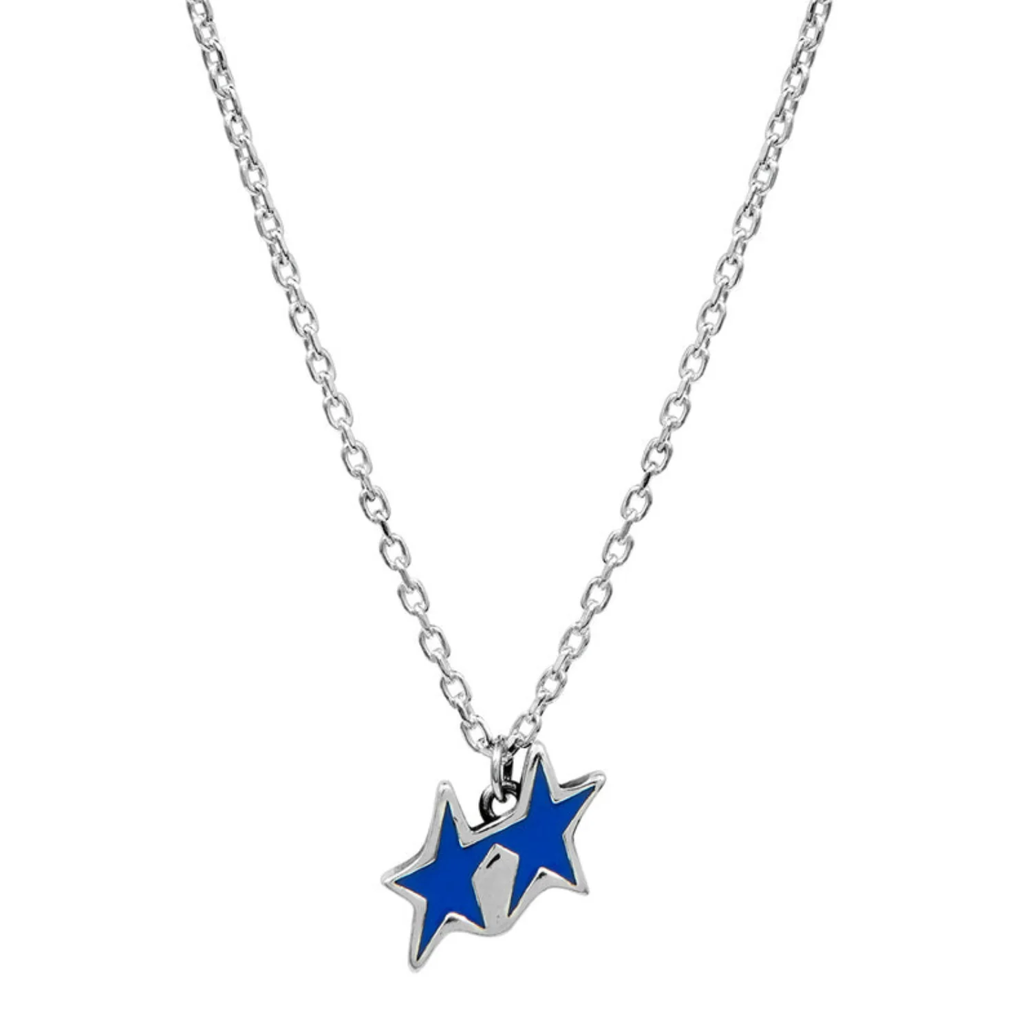 TILTED ENAMELED NECKLACE - SILVER