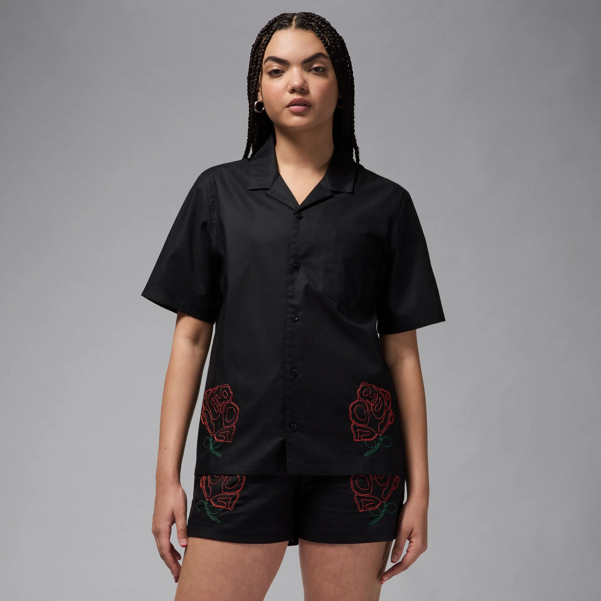 W SHORT-SLEEVE WOVEN TOP