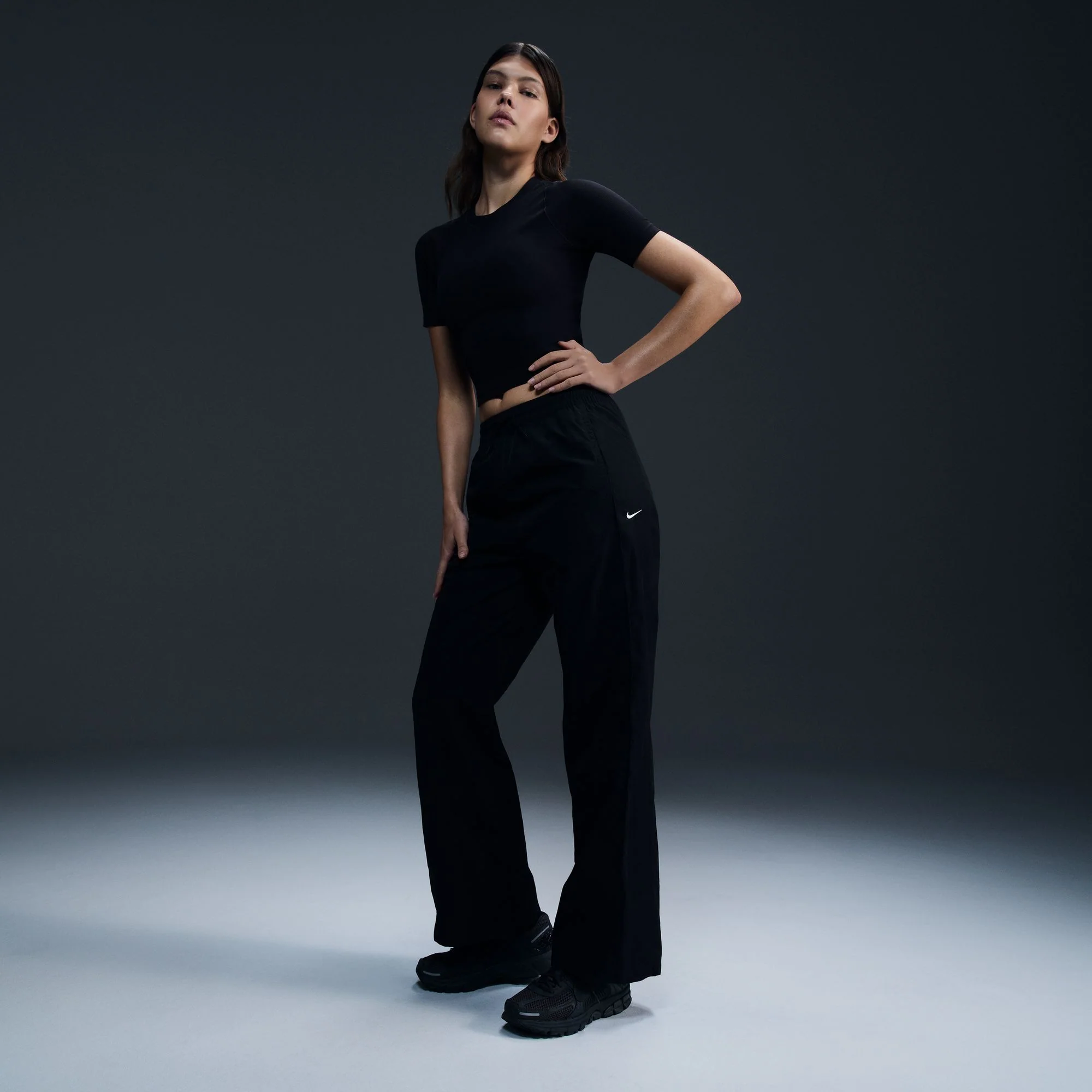 W WINDRUNNER HIGH WAISTED WOVEN OPEN-HEM PANTS