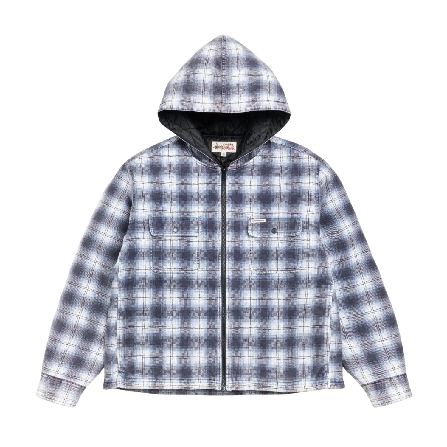ZIP HOODED PLAID SHIRT